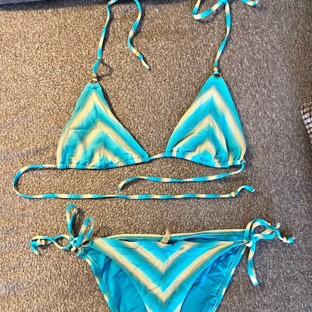 Vitamin A reversible turquoise and gold bikini